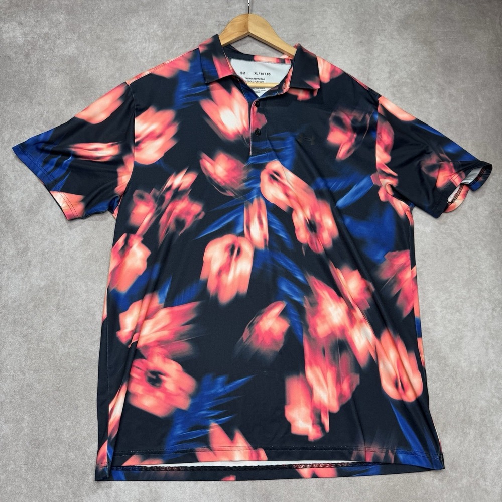 Under Armour The Playoff Polo Golf Shirt Abstract Floral Multicolor Men's XL **